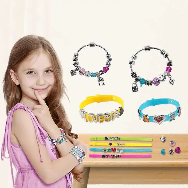 

Игрушки для девочек с перекрестными границами, бижутерия из бисера, плетеная Ручная Веревка для детей, самодельный браслет с буквами и ремешком