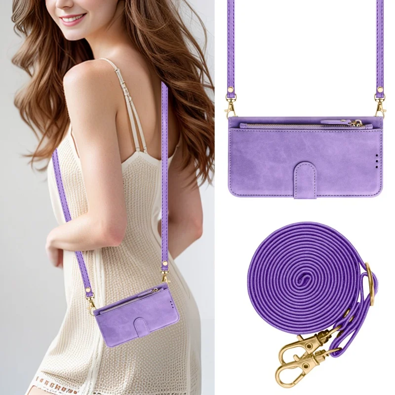 Luxury Leather Phone Case with Wireless Charging and Card Holder Wallet
