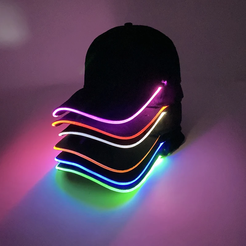 Fashion Glowing Baseball Cap LED Hiphop Hat Club Props Fluorescent Light Up Hat DJ Music Supplies Costume 3