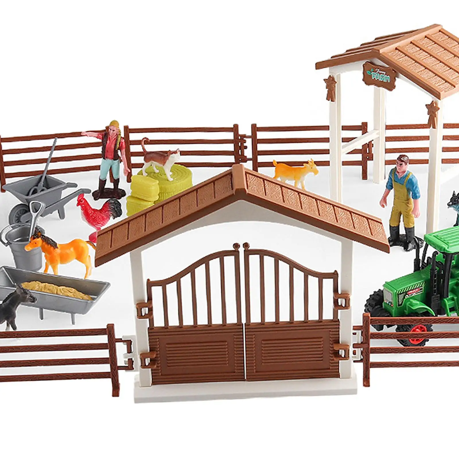 Mini Barn Farm Toys Playset with Big Farm House Tractor Truck Christmas Birthday 5