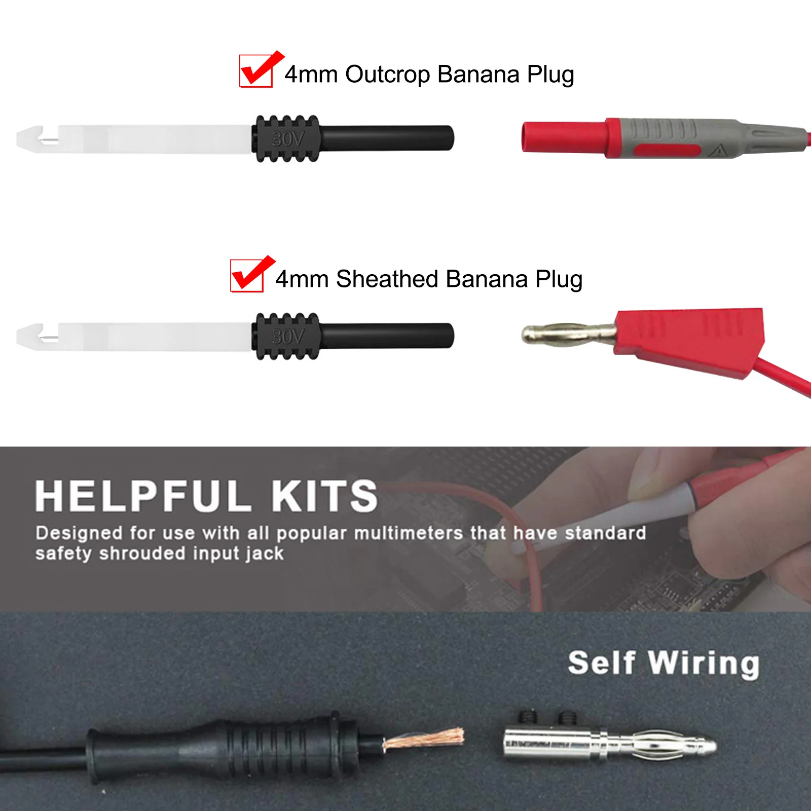 2pcs Car Multi-meter Test Probe Pins Stainless Steel Insulation Wire Piercing Needle Tip for Socket Plug