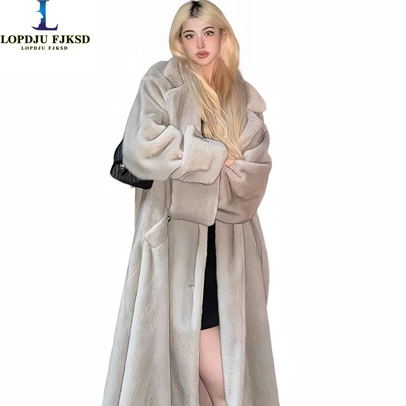 

Women's Winter Faux Fur Coats, Turn-down Collar Jacket, Long Female Loose Thicken Warm Clothes, High Quality, Promotion, New