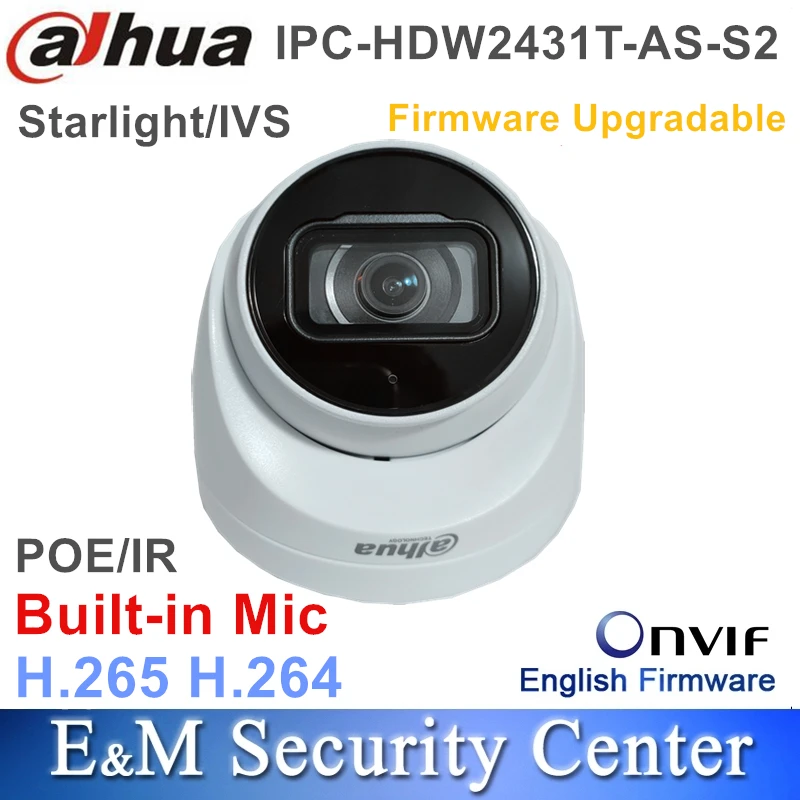 Original Dahua English Starlight IPC-HDW2431T-AS-S2 And IPC-HDW2441T-S 4MP IP POE CCTV IVS WDR IR Eyeball Network Camera IP Camera Surveillance Camera