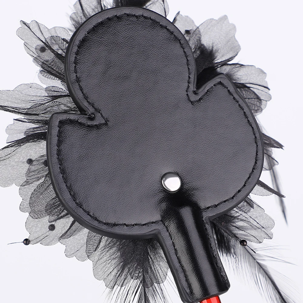49.5CM Feather Paddles,,Leather Whip Spanking Flogger Role Play for Horse Training Crop Equestrian Bat Paddles
