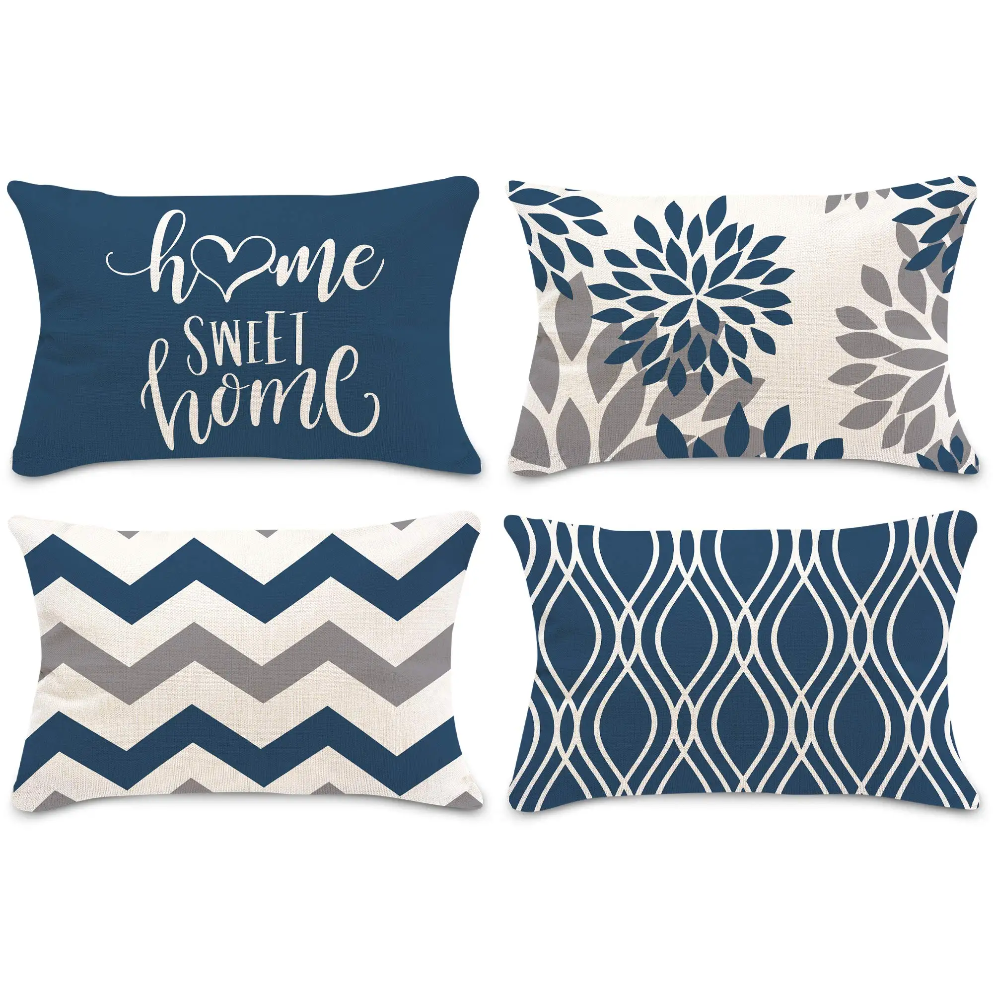 

Nordic Sweet Home Dark Blue Geometric Linen Pillowcase 40*60 Home Decoration Sofa Cushion Cover 30*50 Lumbar Pillowcase