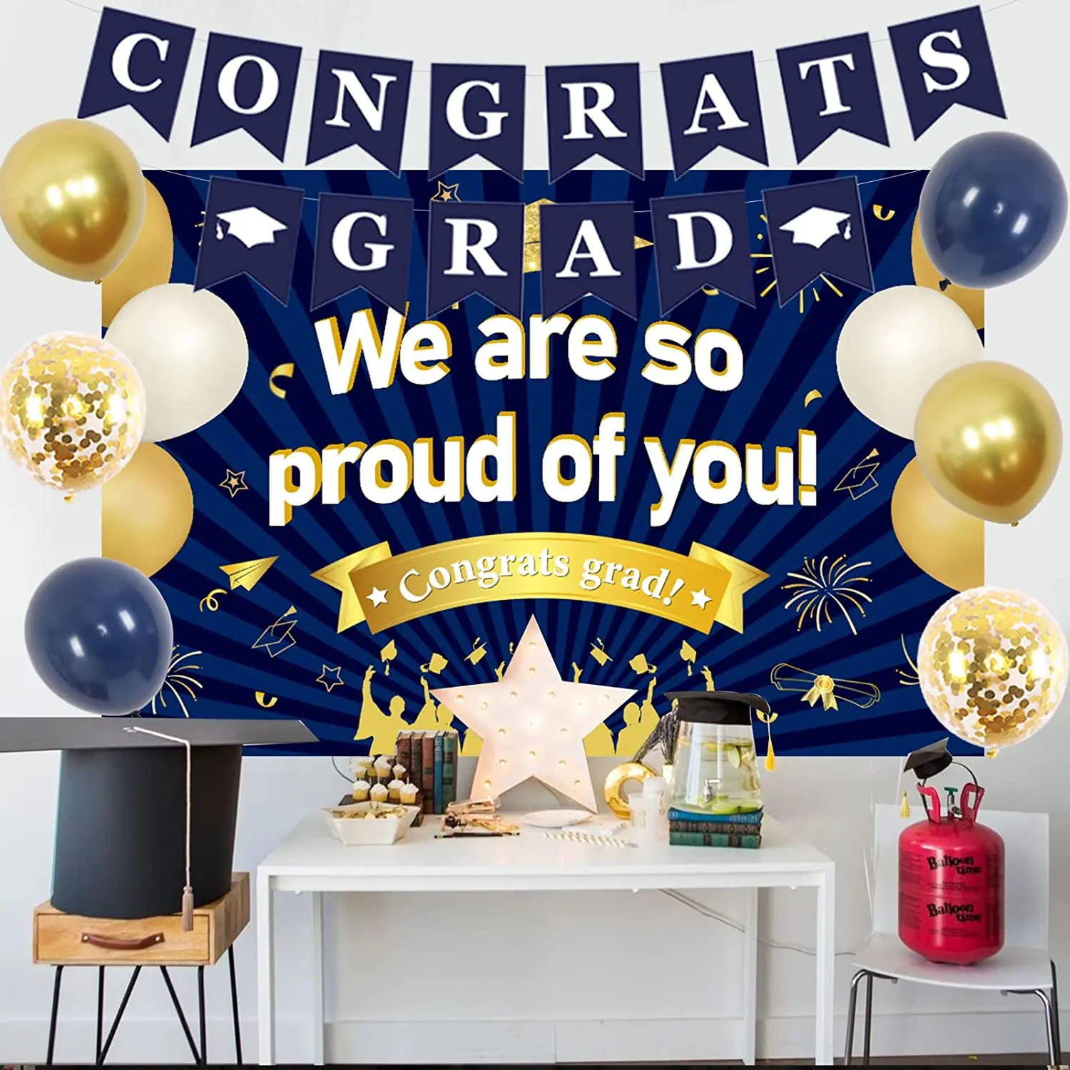 

Graduation Party Decorations We Are So Proud of You Backdrop Congrats Grad Banner I Graduated Sash for Graduation Party Supplies