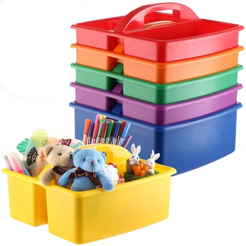 교실 캐디 정리함 플라스틱 캐디 보관함 손잡이가 달린 학용품 정리함, 학교 유치원 미술 교사용, 6 개