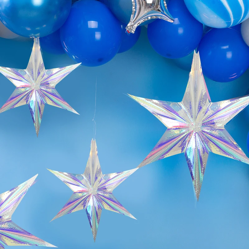 3 Stücke Große Glänzende Laser Party DIY Hängen Ornament Stern Anhänger Geburtstag Hochzeit Baby Dusche Festival Party Winter Weihnachten Dekor – Detail 22