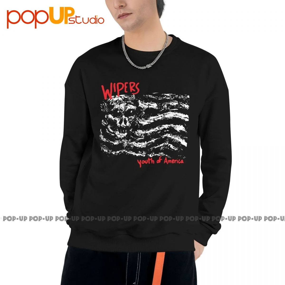 WipersYouthOfAmericaRockNRollRetroBandSweatshirtPullover