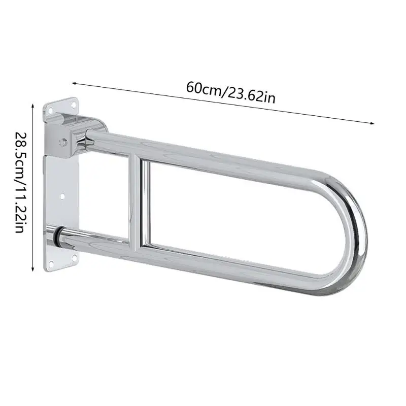 Heavy Duty 23.6" Bathroom Support Foldable Toilet Grab Handle Wall Mounted Bathroom Handrail with Paper holders for Elder Q81C