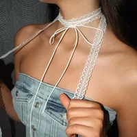 Collier ras du cou pour femmes, Sexy, noir et blanc, pendentif avec nœud papillon, chaîne de clavicule courte, gothique, bijoux esthétiques 2
