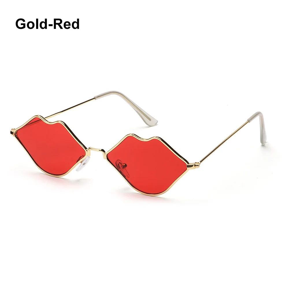 Chic Red Lips Retro Metal Frame Sunglasses