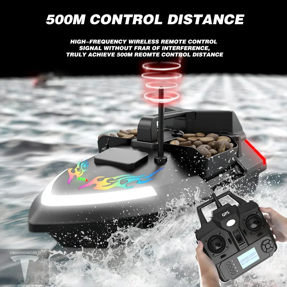 Remote Control Bait Boat 24000mAh 40GPS RC Fishing 2KG Loading
