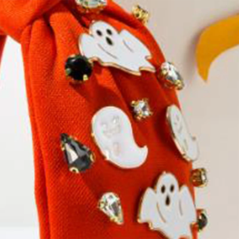 Women Christmas Hair Hoop Ghost Rhinestone Knot Wide Headband Hair Bands Head Piece Hairband Accessories