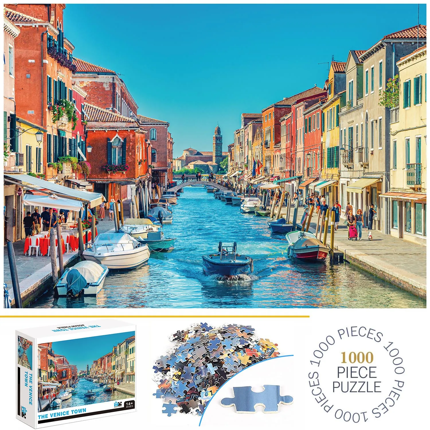 Jigsaw Puzzles 1000 Pieces The Venice Town Jigsaw Puzzles for Adults Home Decor Games Family Fun Floor Puzzles Educational Toys for Kids