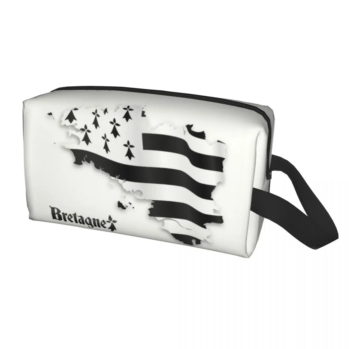 

Bretagne United Flag Map Makeup Bag Travel Cosmetic Organizer Cute Breizh Breton Map Brittany France Flag Storage Toiletry Bags