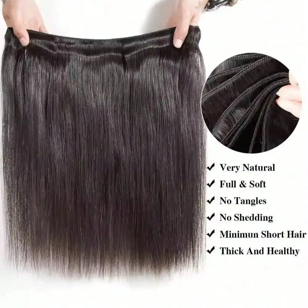 Human Hair Bundles 12A Bone Straight Unprocessed Brazilian Virgin Hair 32 Inch Raw Double Bundles Weave Extensions