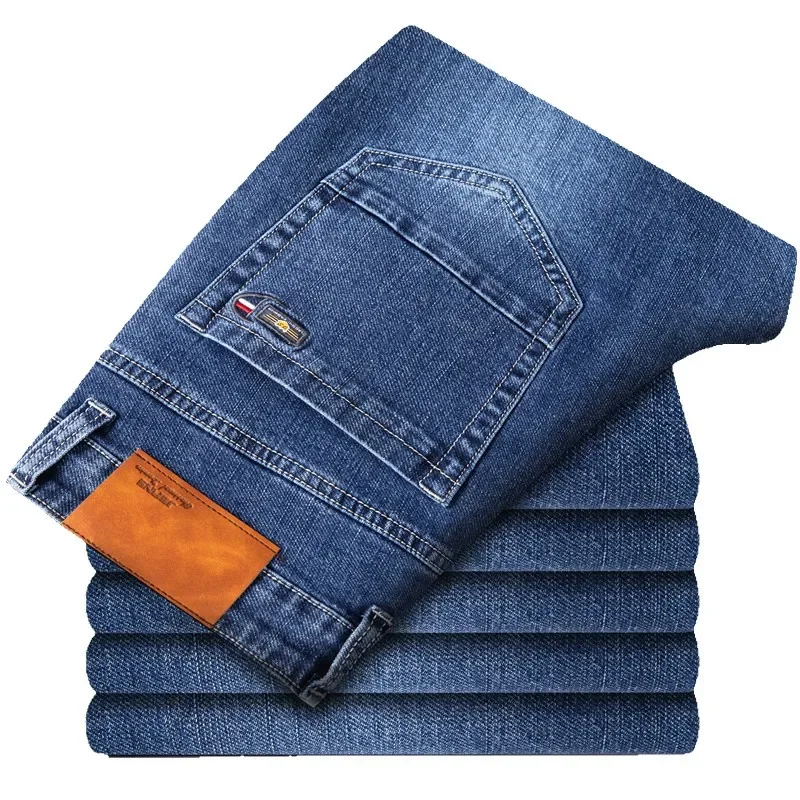 SULEE Autumn Volcanic Rock Fabric Men Business Jeans Classic Style Black Blue Denim Stretch men jeans mens jeans jeans trousers denim trousers