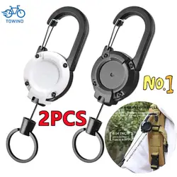 New 2/1PC Heavy Duty Retractable Pull Badges ID Reel Carabiner Key Chain Buckle Key Holder Outdoor Keychain Holds Multiple Tools