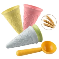 Children Play House Toy Beach Ice Cream Tube Digging Spoon Set Material of wheat straw  Ice Cream Cup Beach Toy 2