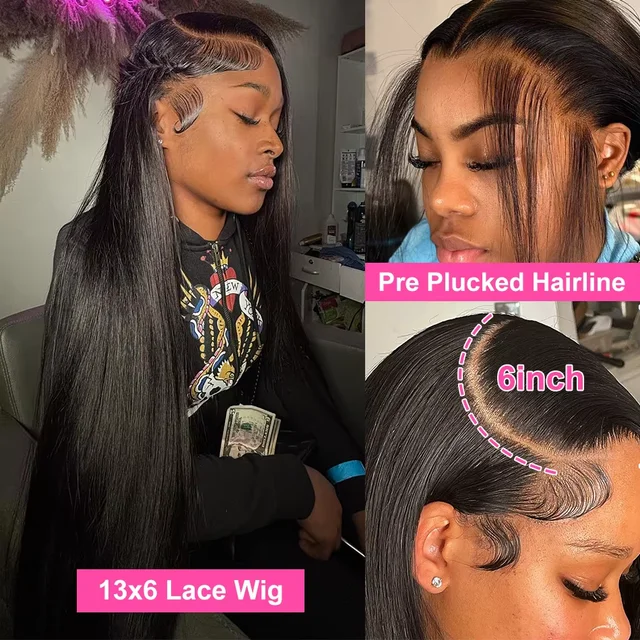 30 36 Inch Straight 13x4 Lace Front Human Hair 250% Glueless 5x5 Closure Wigs Brazilian Bone Straight 13x6 HD Lace Frontal Wig 5
