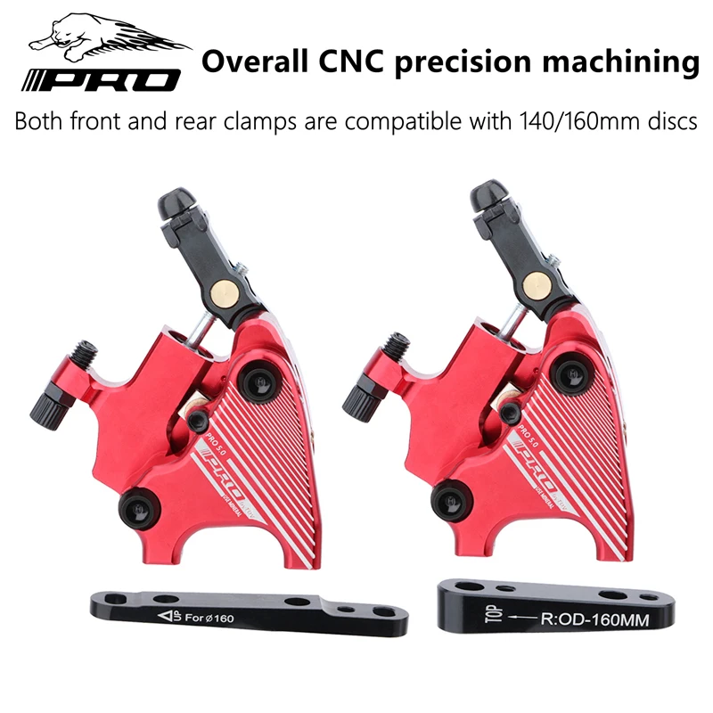

IIIPRO Road Bike Hydraulic Disc Brake Flat-mounted Road Clamp Bilateral Brake Compatible With 140/160mm Disc Bicycle Accessories