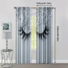 2pcs, Curtain Fabric 2D print Gray eyelashes Machine Washable Fabric (without rod) All Seasons Perfect for Living Room, Bedroom, 4