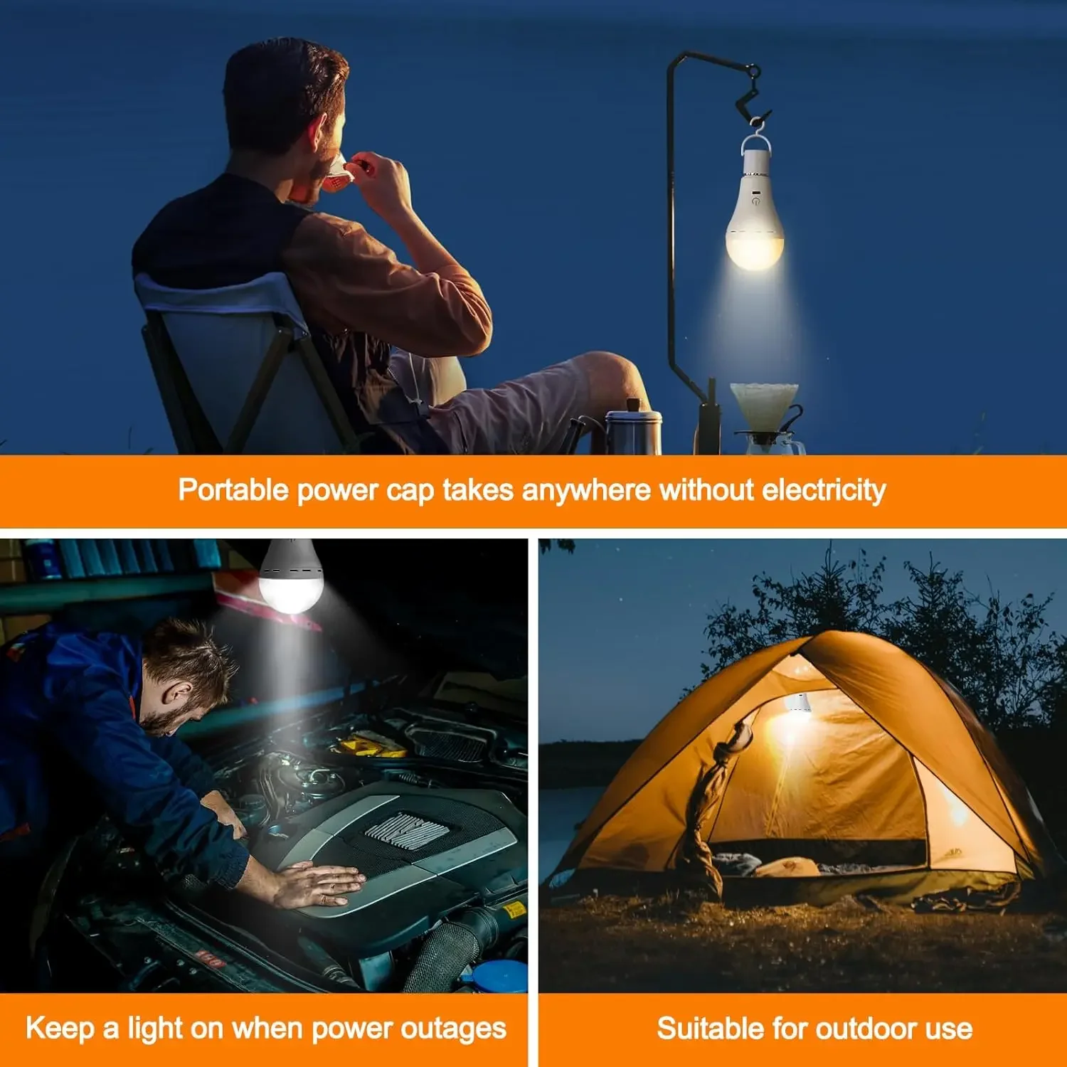 Smart Rechargeable Dimmable Light Bulbs with Remote and Timer Function