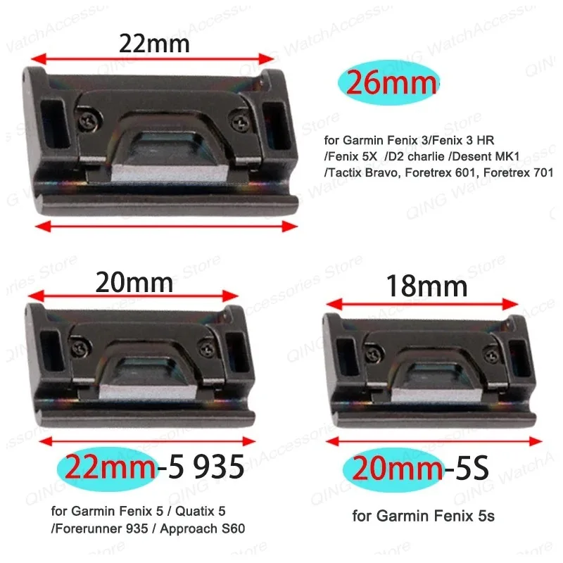 Premium Metal Quick-Fit Watch Strap Adapters (2-Pack) - 20/22/26mm
