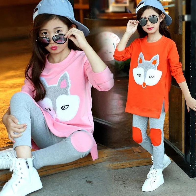 Girls Clothing Set Spring Autumn Jacket + Trousers 2 PCS Children 8 10 11 12 Year