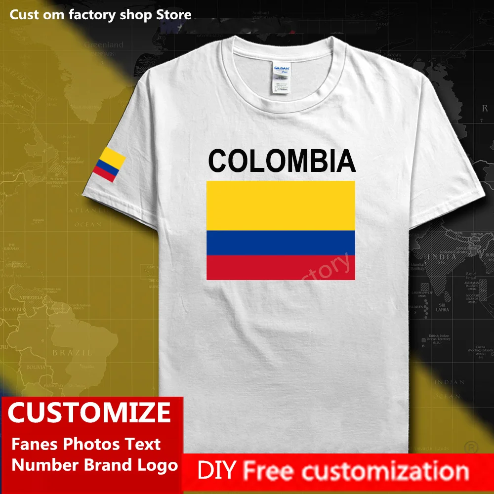 Colombia Country Flag T Shirt Free Custom Jersey Nome Fai Da Te Numero Logo Del Marchio 100% Cotone T-Shirt Uomo Donna T-Shirt Casual Allentata