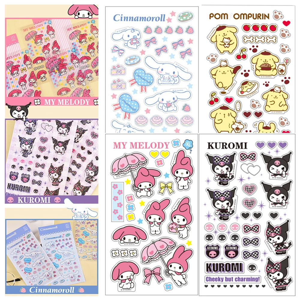 2sheets Kawaii Pom Pom Purin Hello Kitty Cartoon Stickers Waterproof