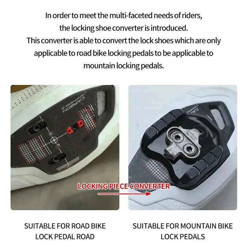 Rrskit Road Mountain Bicycle Locking Blade Converter Suitable To MTB Road Bike Locking Pedals Cycling Lock Shoes Adapter Cleats 2