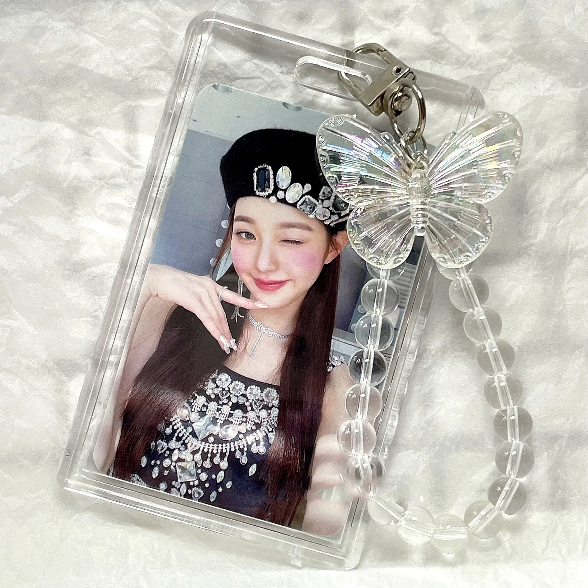 SKYSONIC Crystal Acrylic Card HoIder Set Cool Pendant Idol Postscards Storage Keychains Bus ID Cards Organizer Photo Cards Frame 2
