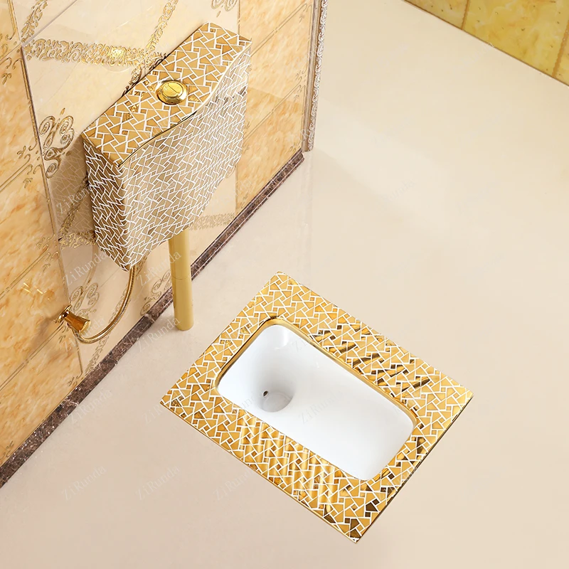 *European Style Golden Squatting Toilet Flush Tank Set, Toilet Basin, Squatting Pit, Toilet Style, Odor Prevention 4