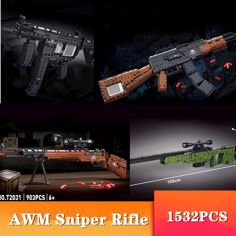 

Высокотехнологичная Штурмовая винтовка AK47 98K AWM снайперская винтовка MP5 модель пулемета строительные блоки игрушки для детей подарки на день рождения дисплей