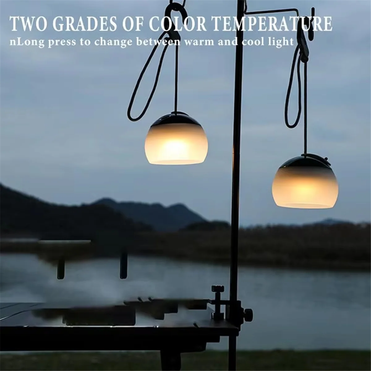BAAU Rechargeable LED Camping Lantern with Hook-4 Mode Adjustable Outdoor Tent Light for Fishing, Camping, and More B