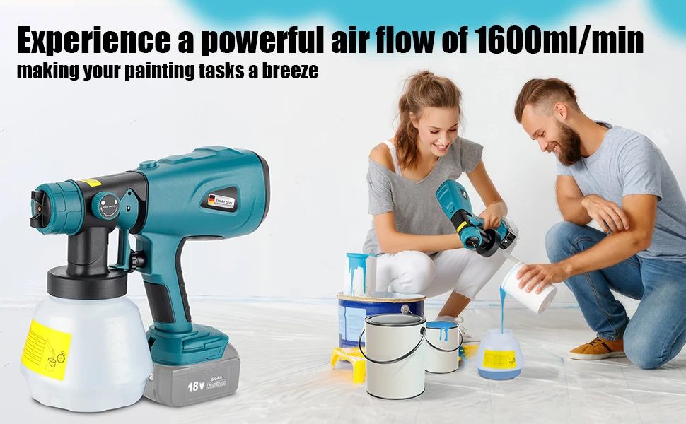 Compatible with  battery Cordless Paint Sprayer Handheld HVLP Spray Gun for Furn