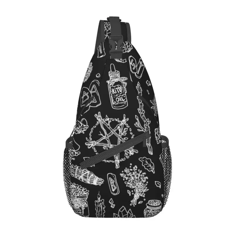

Custom Dark Pagan Witches Gothic Goth Sling Bag for Men Fashion Shoulder Crossbody Chest Backpack Cycling Camping Daypack