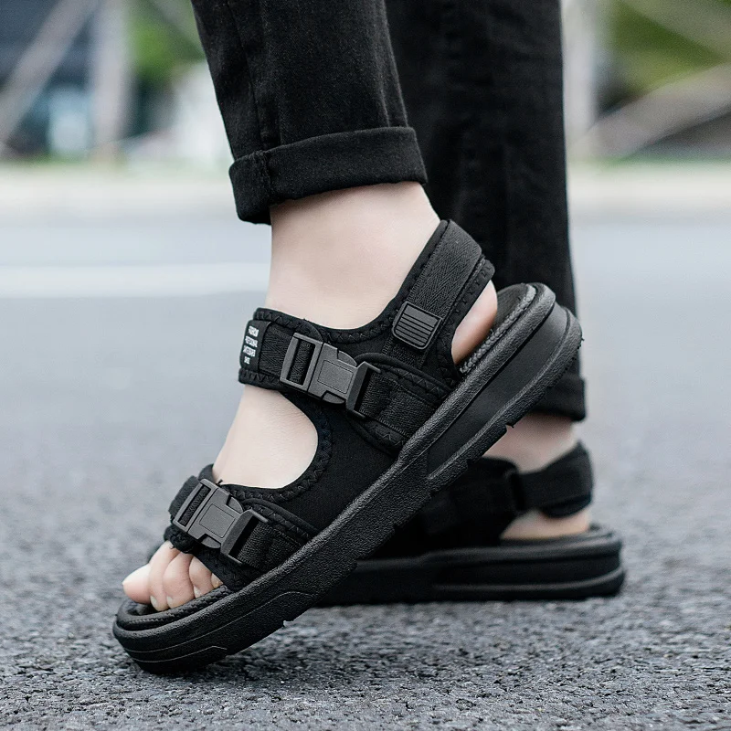 Men's Sandals Comfortable and Lightweight Hook Loop Men Roman Shoes 2024 Summer Outdoor Non-Slip Beach Sandals Flip Flop Sandals