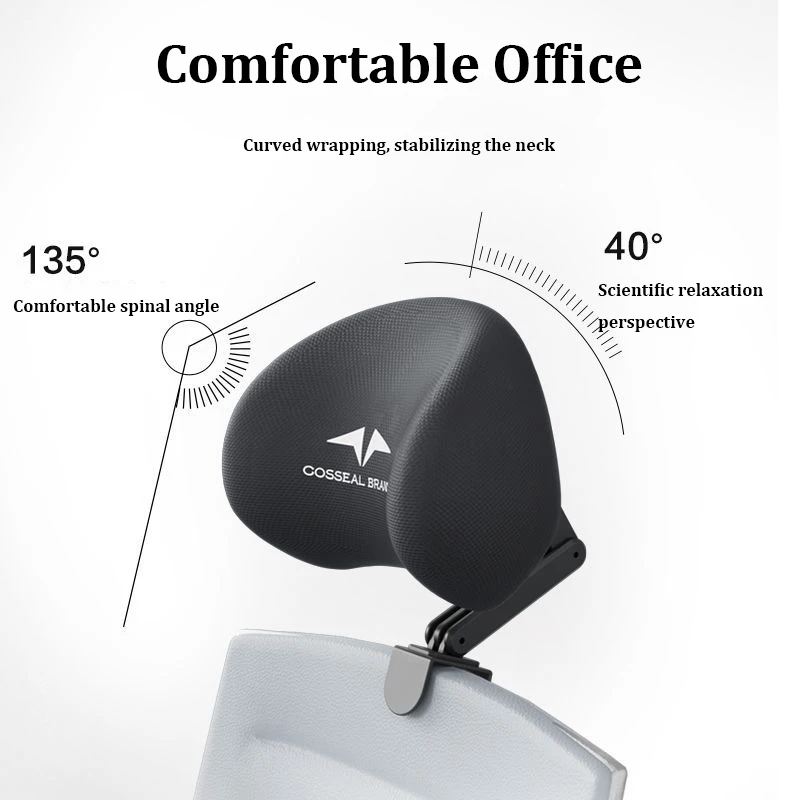New Office Chair Adjustable Headrest Ergonomically Designed Retractable bracket Pillow Waist Protection Cushion Comfortable Rest 4