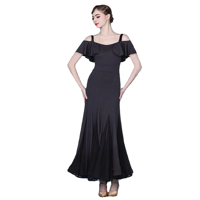 New Flying Sleeve Modern Dance Dress S9088 National Short Sleeve Standard Dance Practice Dress Available in Three Colors