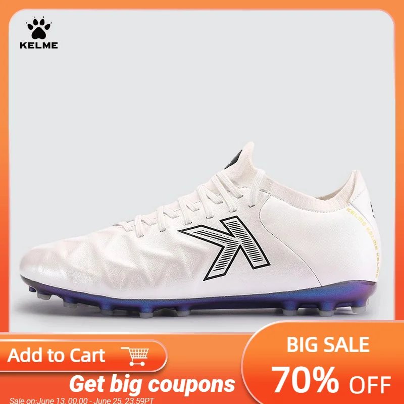 KELME Soccer MG Shoes Calf-Skin Cleats Match Artificial