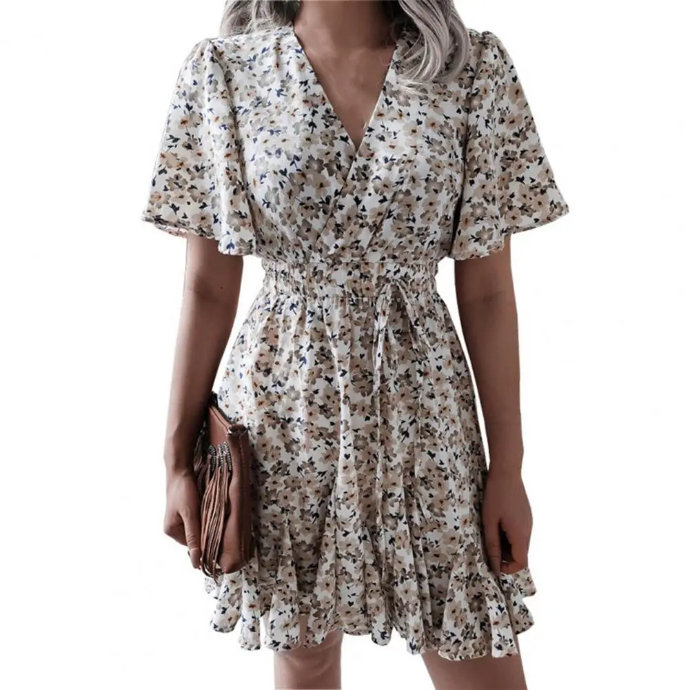 

Women Dress Floral Print Female Dress Chiffon Slim-fitting Mini Dresses vestidos de verano mujer 2022