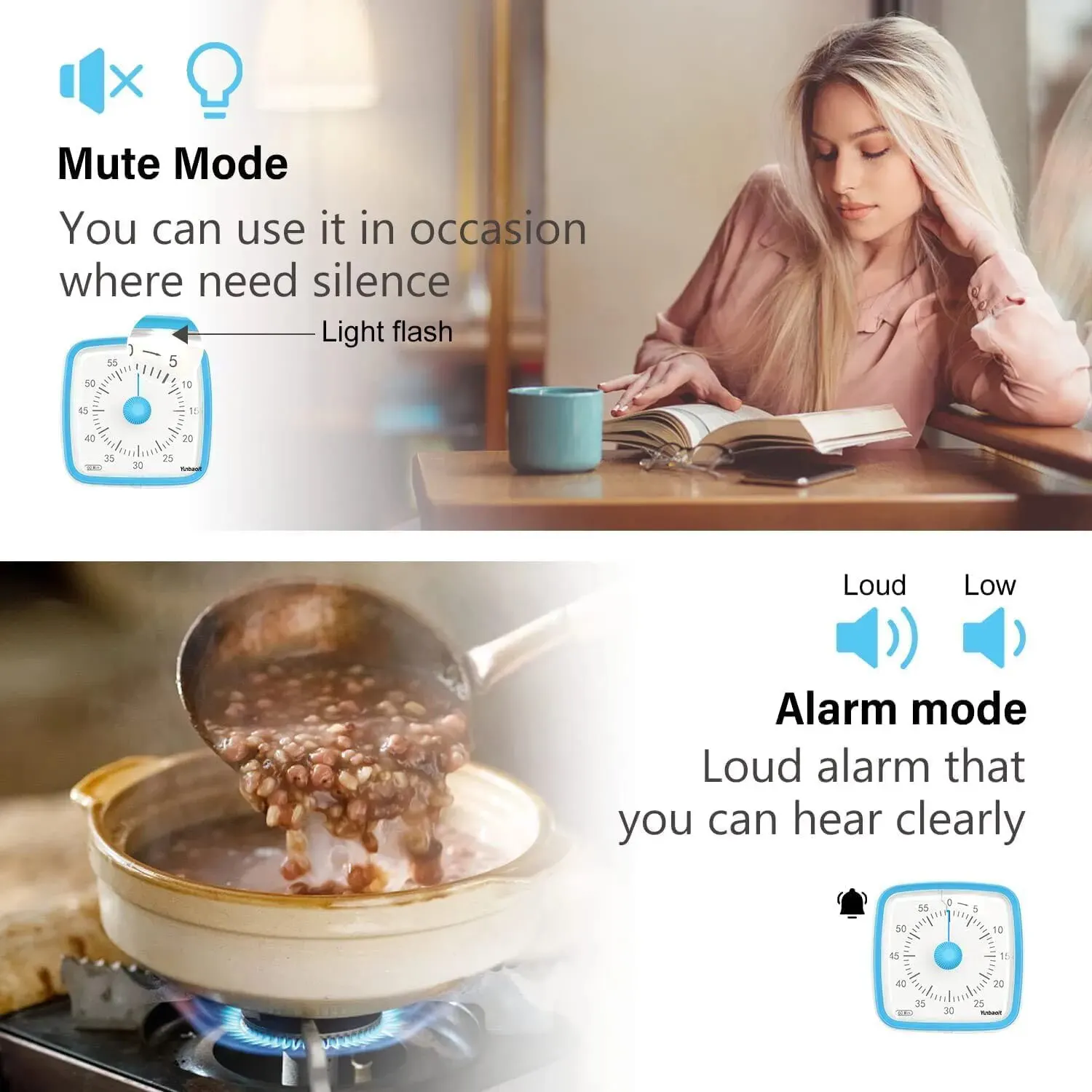 Visual Timer Yunbaoit 60-Minute Countdown for Kids Adults
