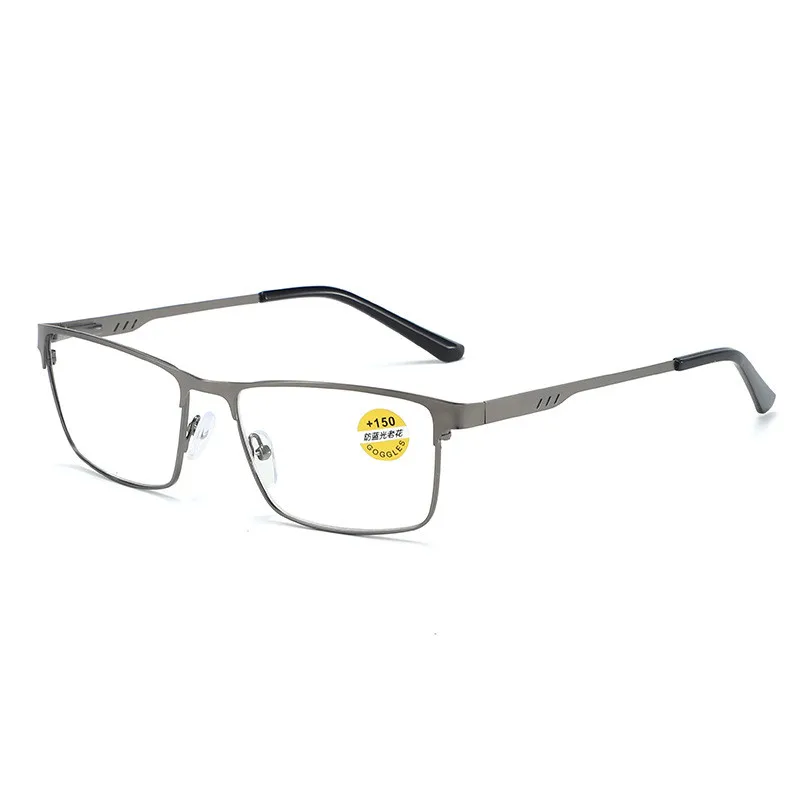 Ahora Men Metal Large Square Computer Reading Glasses Frame Anti Blue Light Presbyopic Eyeglasses Optical Frames 0 +1.0 to +6.0 6