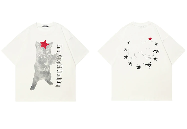 Red Star Cat Graphic T-Shirt See0716a0b916405a845de0bb2b8bd7ddV