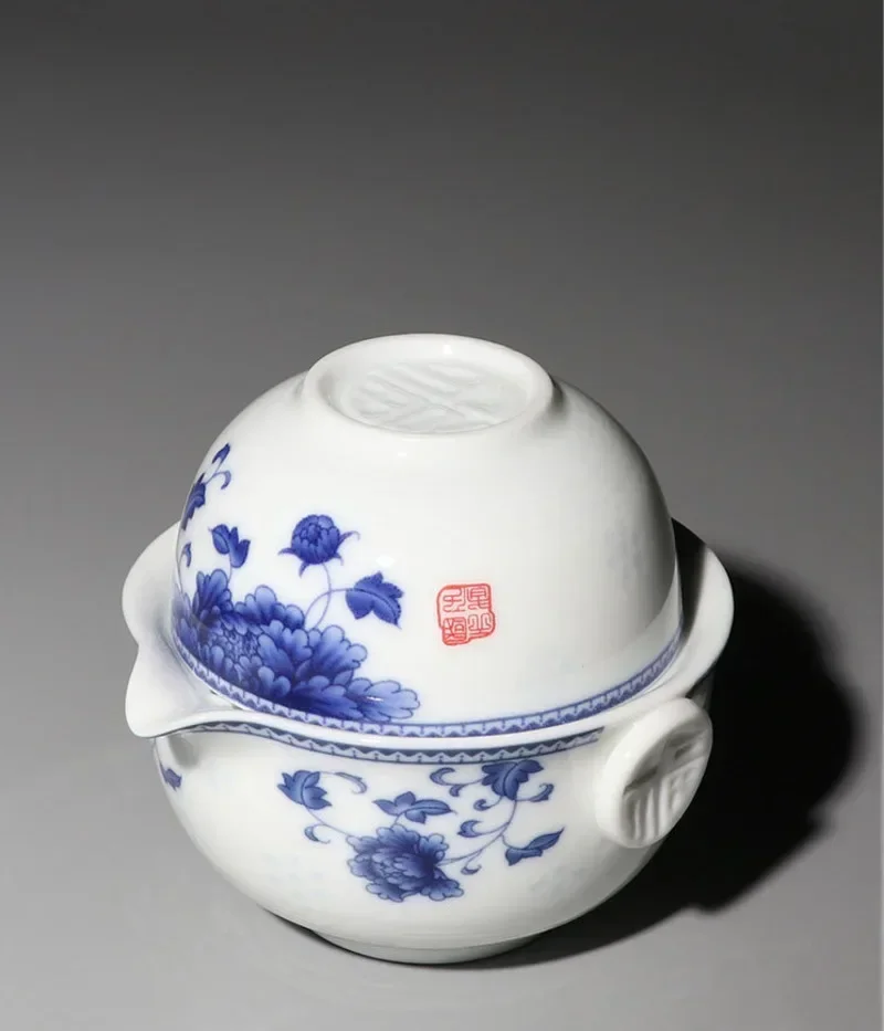 . Porcelain tea set includes 1 pot and 1 cup, high quality elegant gaiwan, beautiful and easy teapot. Cup of coffee