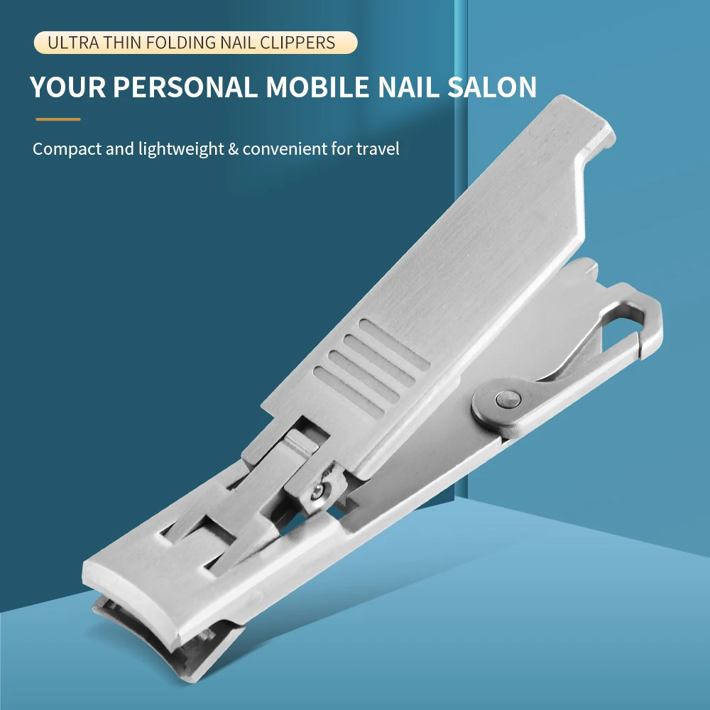 Ultra Thin Portable Fingernail Clipper Small Pocket Folding Nail Clippers Wide Jaw Cutter with Keychain Curved Trimmer Nail Clipper Nail Clippers