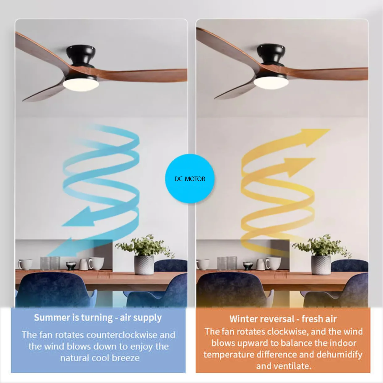 52inch Low Floor Ceiling Fan Light Remote Control Led Llights Indoor Restaurant Solid wood fan leaves With Fan Chandelier 2
